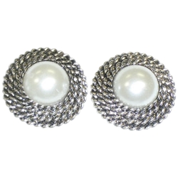 Faux Pearl Earrings with Round Base Costume Jewelry
