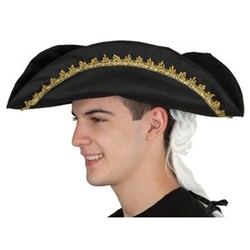 Colonial Tricorn Hat with Hair