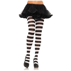 Black and White Wide Stripe Tights