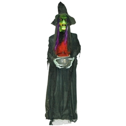 Standing Witch with Kaleidoscope Cauldron Halloween Prop