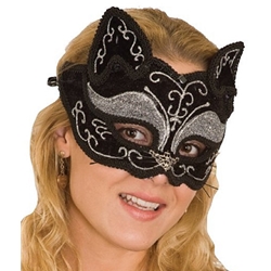 Black Glitter Cat Mask