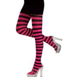 Adult Pink and Black Striped Tights