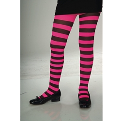 Kids Pink and Black Striped Tights