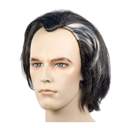 Black Men's Wig with White Streak Perfect for Vampires, Sweeney Todd and Bela Zangler