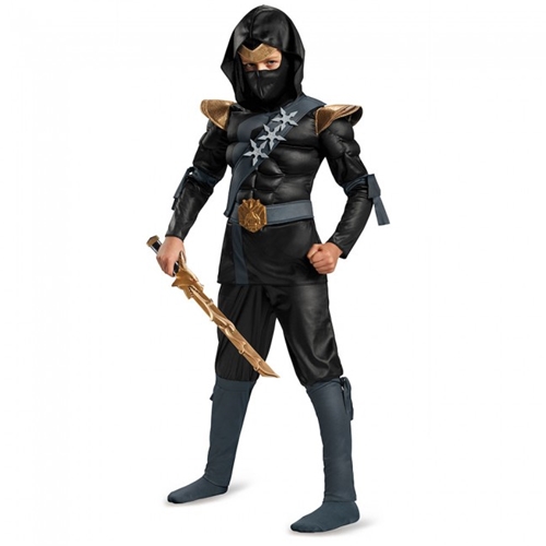 Black Ninja Classic Muscle Chest Kids Costume