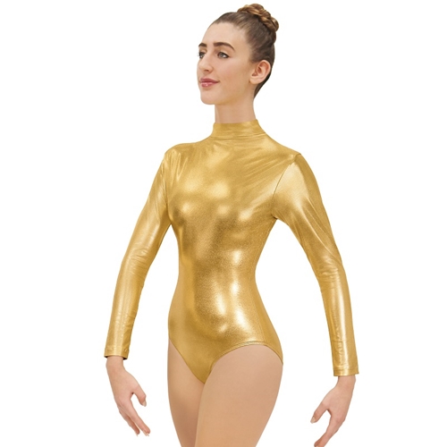 Adult Metallic Mock Neck Long Sleeve Leotard