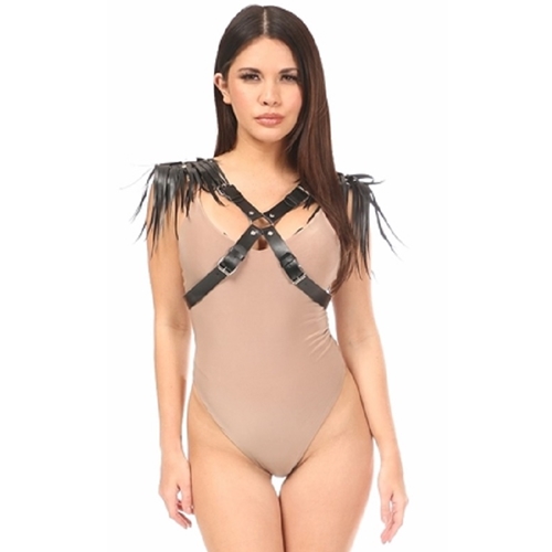 Faux Leather Body Harness with Fringe