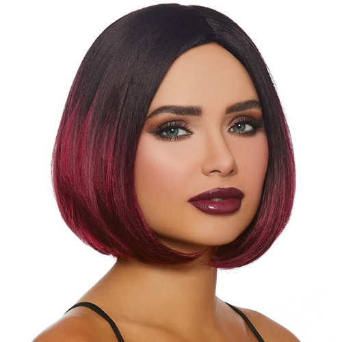 Black to Burgundy Ombre Fade Wig