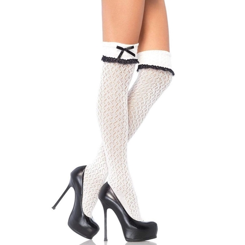 Crocheted White Knee Socks