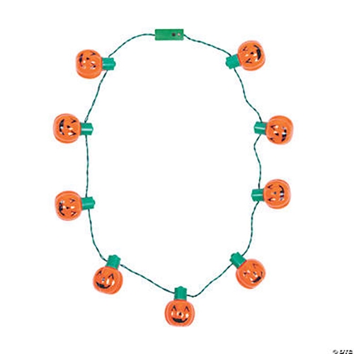 Jumbo Pumpkin Light Up Halloween Necklace | Collections Etc.