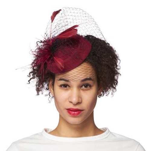 Burgundy Veil Fascinator