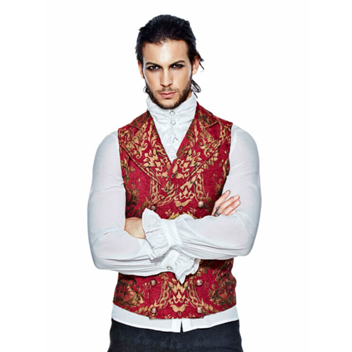 Gothic Red/Gold Embroidered Vest