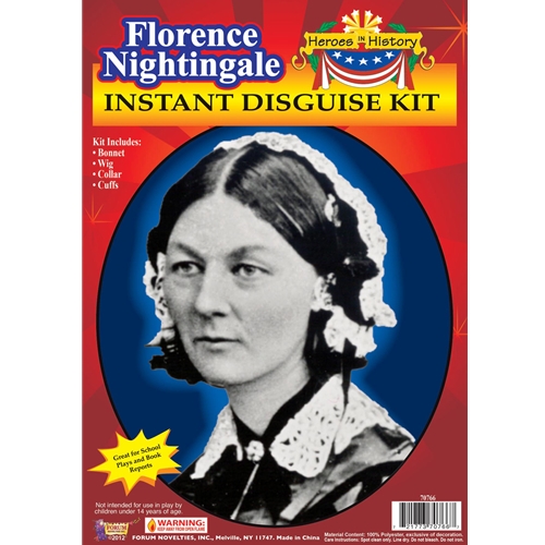 Florence Nightingale 19th Century Woman Accs Kit 4 Pc Wig Bonnet Collar & Cuff 