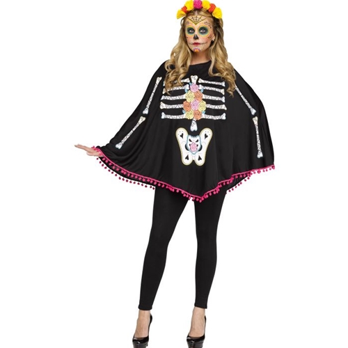 Day of the Dead Skeleton Poncho