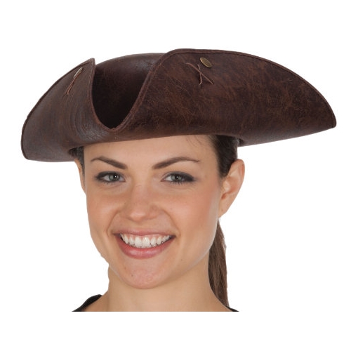 Distressed Brown Tricorn Pirate Hat