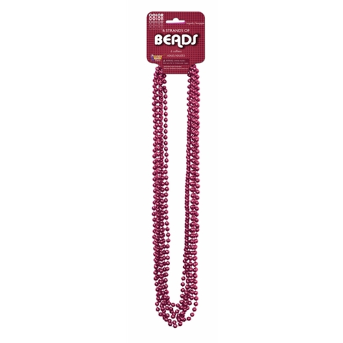 Mardi Gras Burgundy Beads 33"- 6 Pack