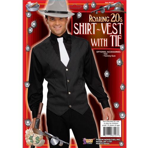 Gangster Shirt Vest with Tie Costume Kit