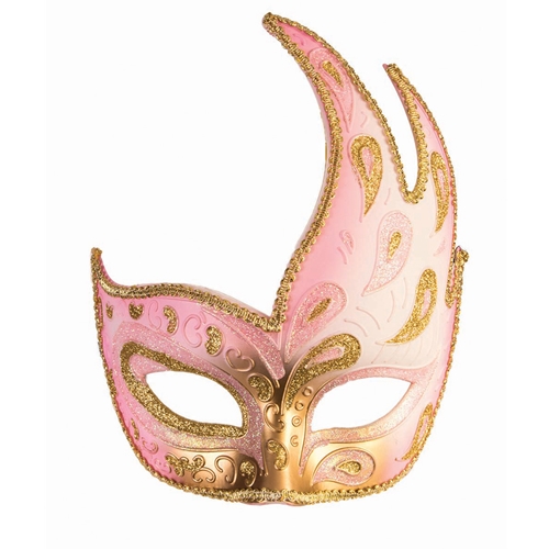 Eye Mask W/ Ribbon- Gold & Pink