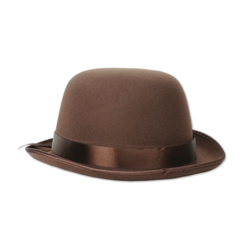 Brown Bowler Hat with Satin Finish