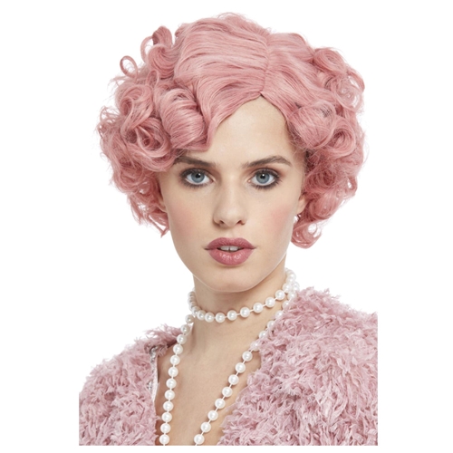 1920's Flirty Flapper Wig Pastel Pink
