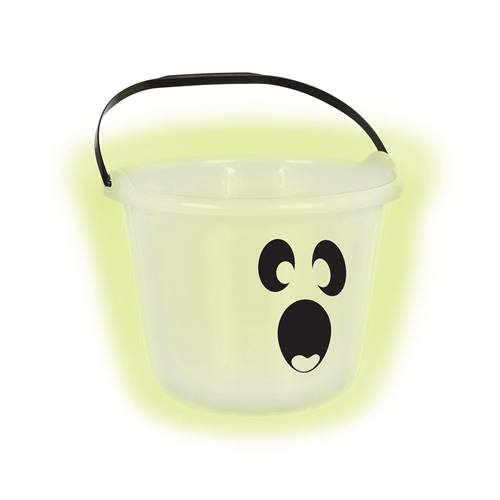 Glow-In-The-Dark Ghost Plastic Trick-or-Treat Pail