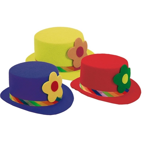 Colorful Clown Top Hat with Daisy Flower