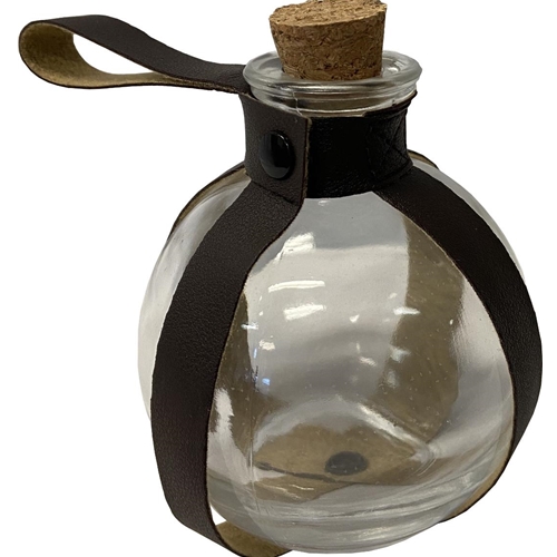 Glass Potion Bottle with Leather Strap Black or Brown