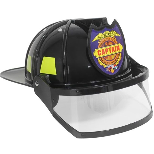 Kids Black Fireman Helmet with Visor