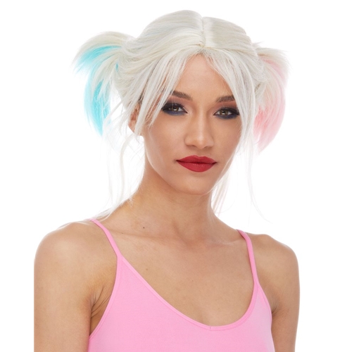 Fowl Play Blond Wig the Blue and Pink Highlights