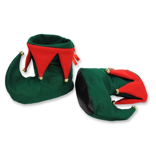 Deluxe Green and Red Elf Boots