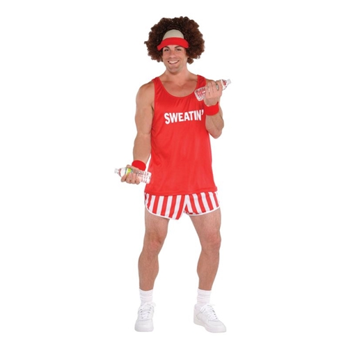 Red and White 80's Exercise Maniac Adult Costume