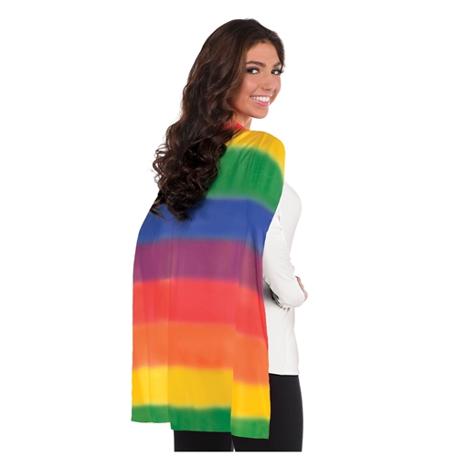 Short Rainbow Cape with Horizontal Stripes