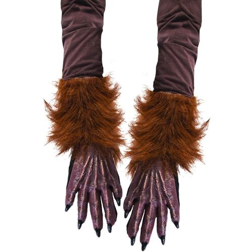 Brown Werewolf Beast Gloves with Fur