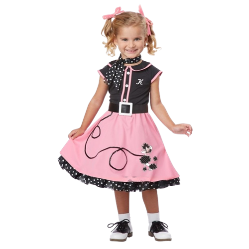 50's Poodle Cutie Toddler Costume Includes Dress Petti skirt Scarf and Belt