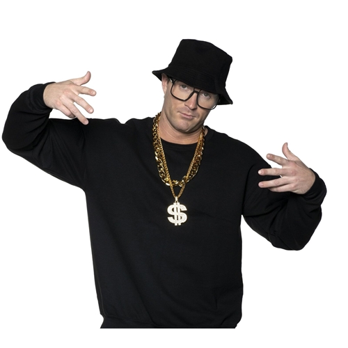 90's Hip Hop Costume Kit Includes Hat Glasses Necklaces