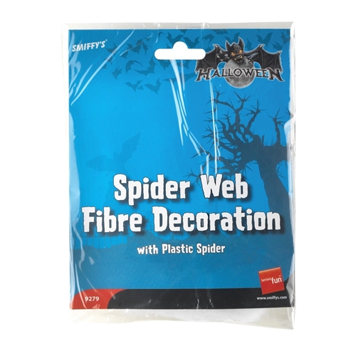 Fake Spiderweb Halloween Decoration with Plastic Spider