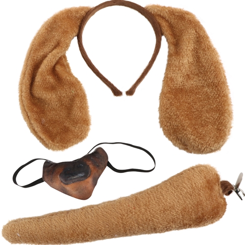 Dog Kit Brown w/ Clip-on Tail (3pc)