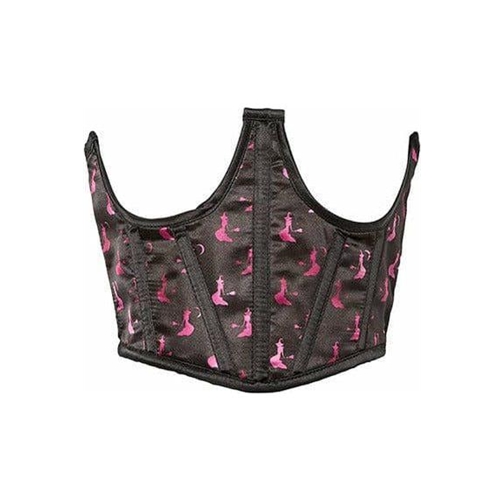Satin Open Cup Cincher Black with Magenta Witches Adult