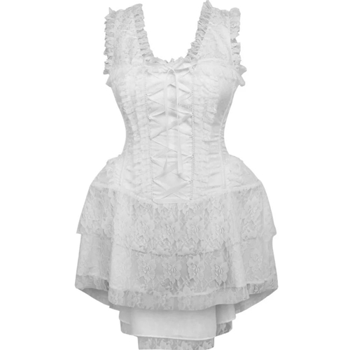 White Lace Victorian Corset Dress