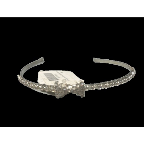 Rhinestone Bow Headband Silver