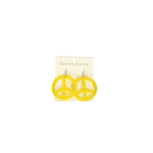 Peace Sign Earrings Pierced Yellow