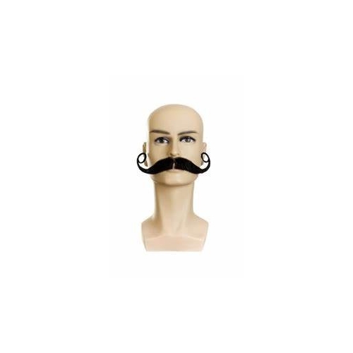 Human Hair Moustache Oversize Handlebar Black