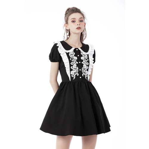 Gothic Embroidered Contrast Dress