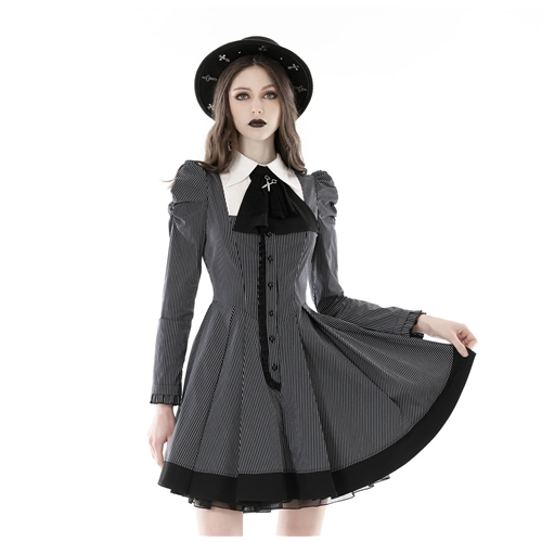 Black and White Striped Preppy Dress