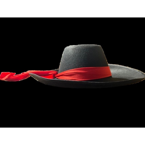 Bandolero Hat Black with Red Ribbon