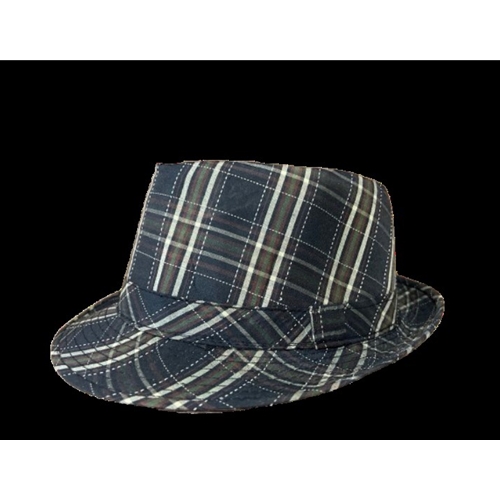 Fedora Plaid Black and Cream