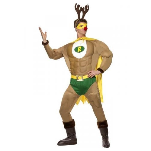 Reindeer with Antlers Brown Adult Costume Size Large