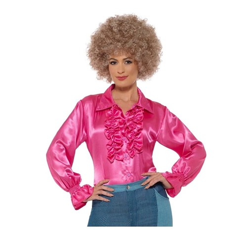 Satin Ruffled Shirt Women's Adult Size Small