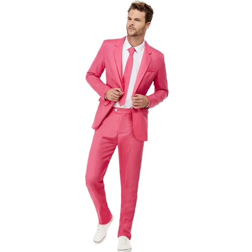 Solid Color Men's Suit Pink Size Large