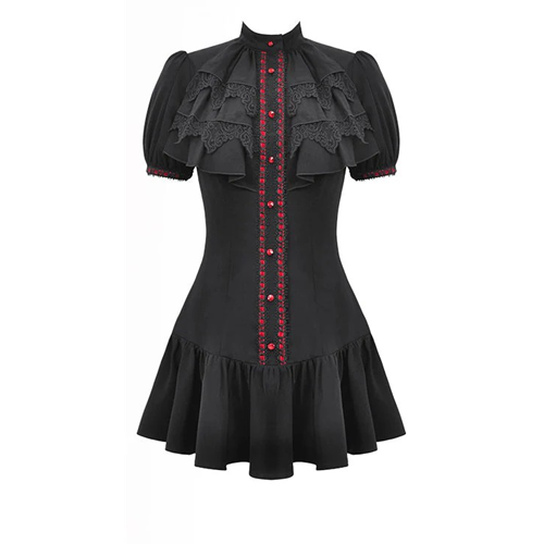 Gothic Dress with Blood Crystal Buttons- Extra Small Adult